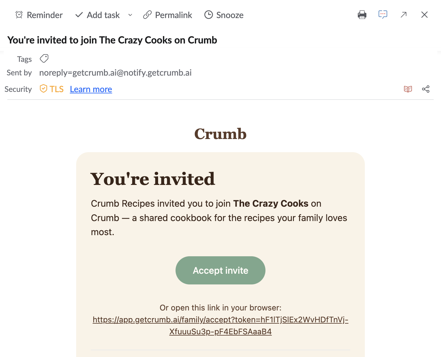 Join family cookbook
