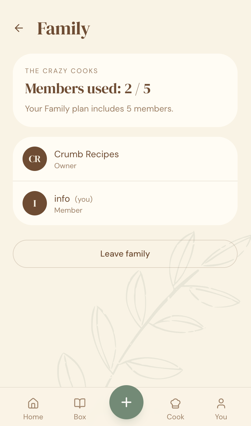 Join family cookbook