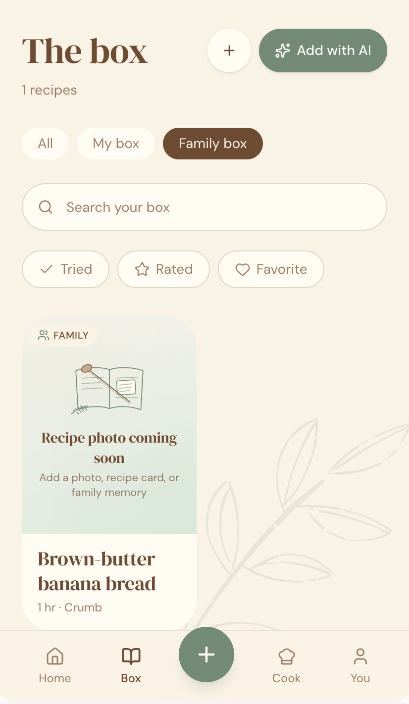 Join family cookbook