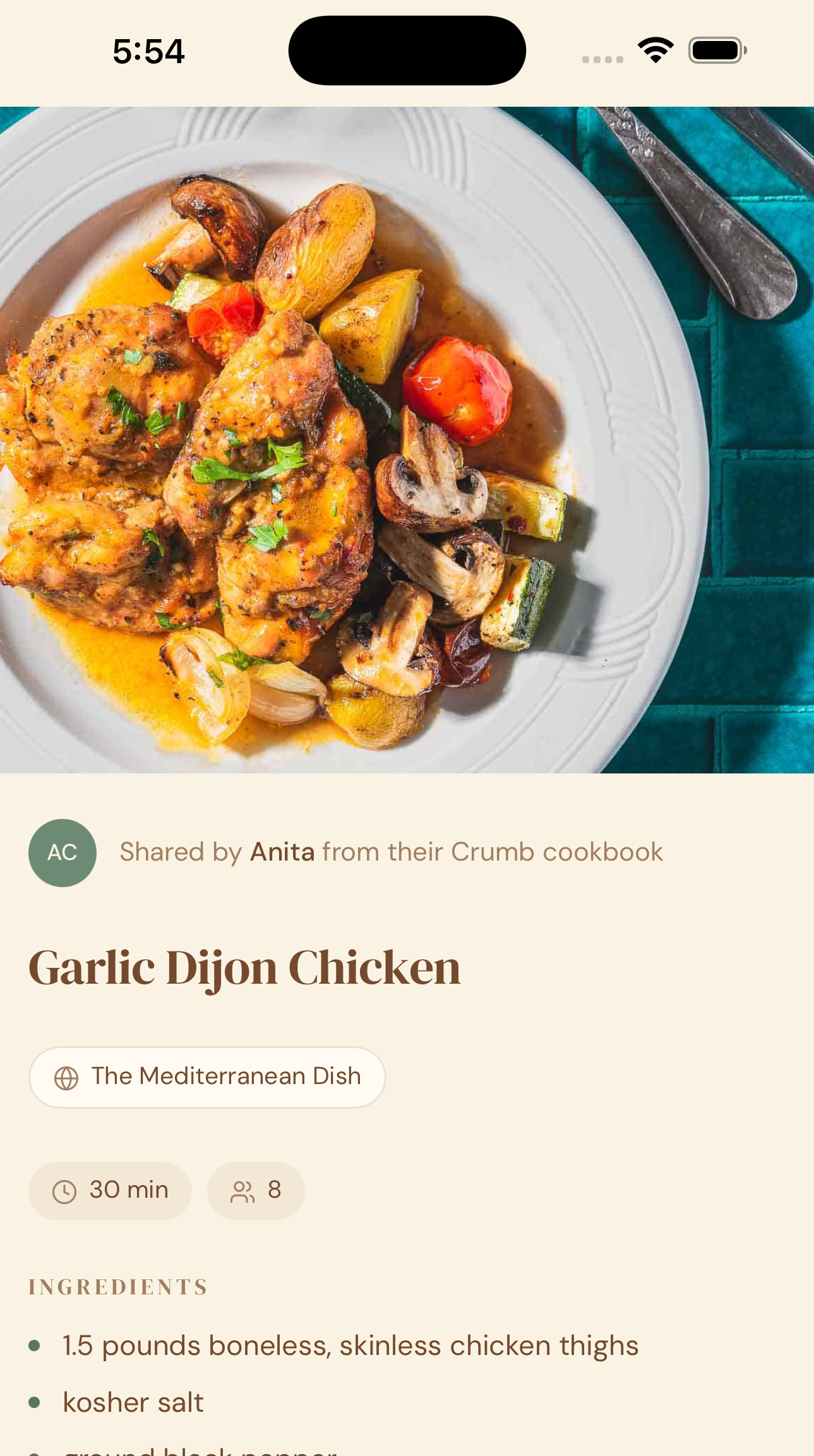Share recipe link