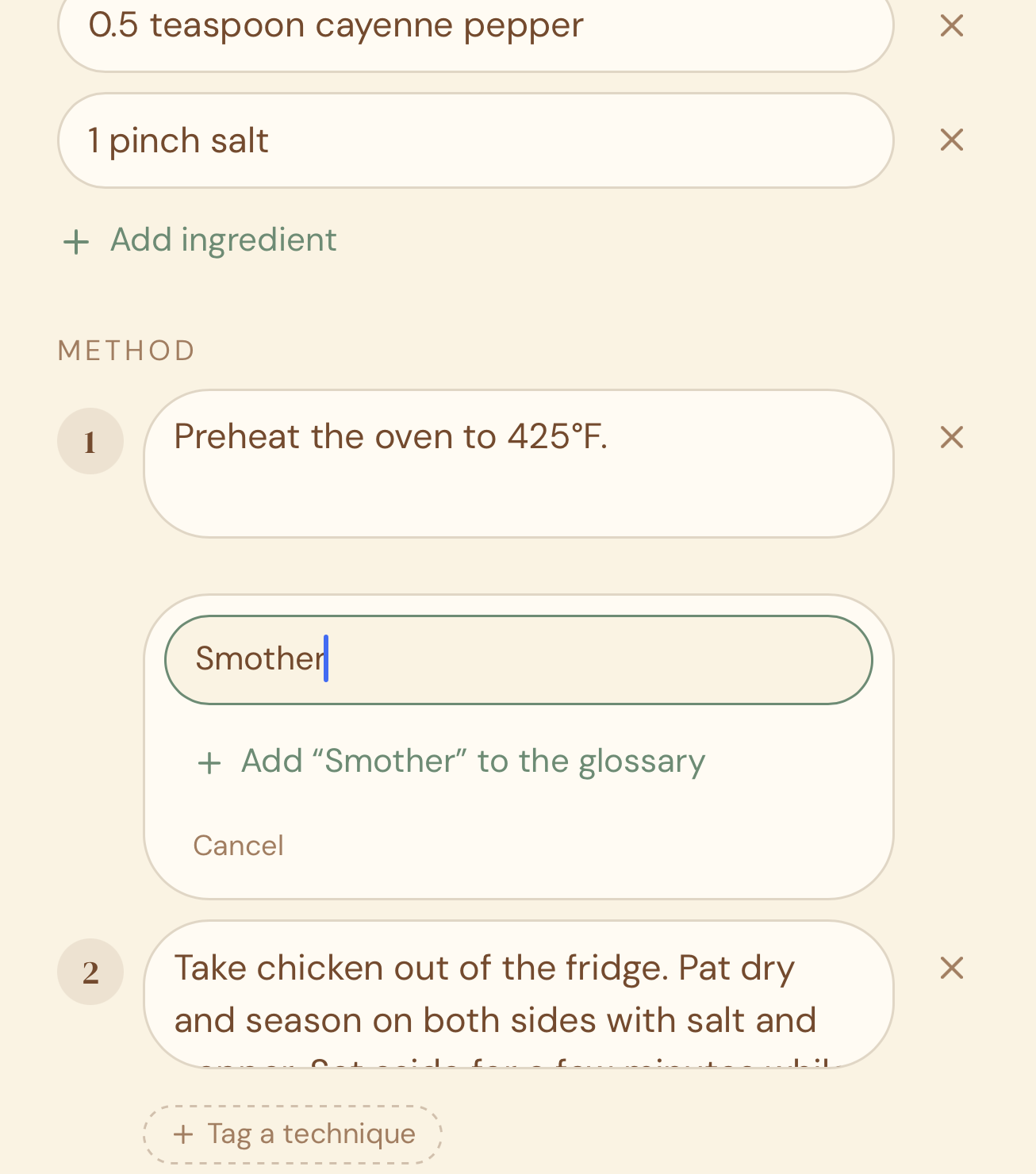 Use cooking mode