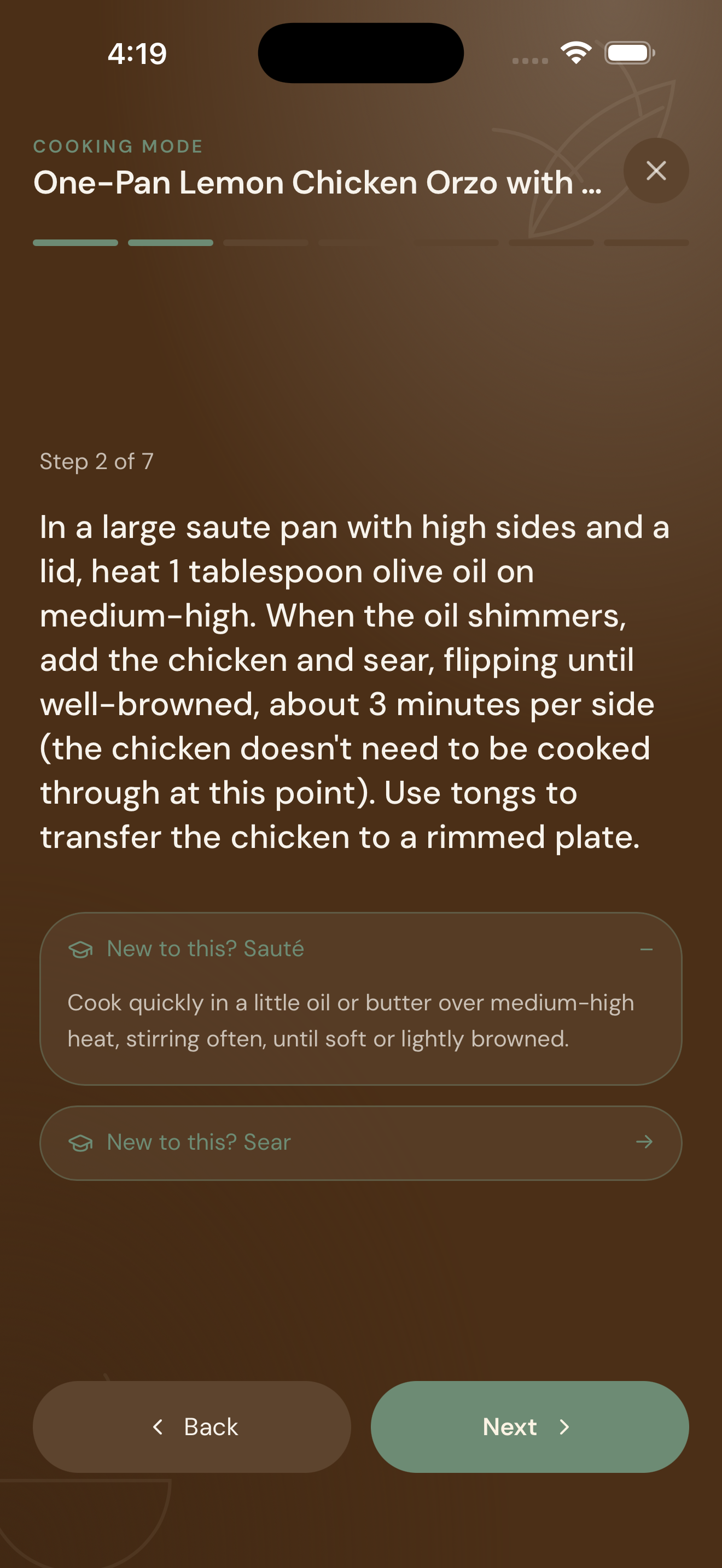Use cooking mode
