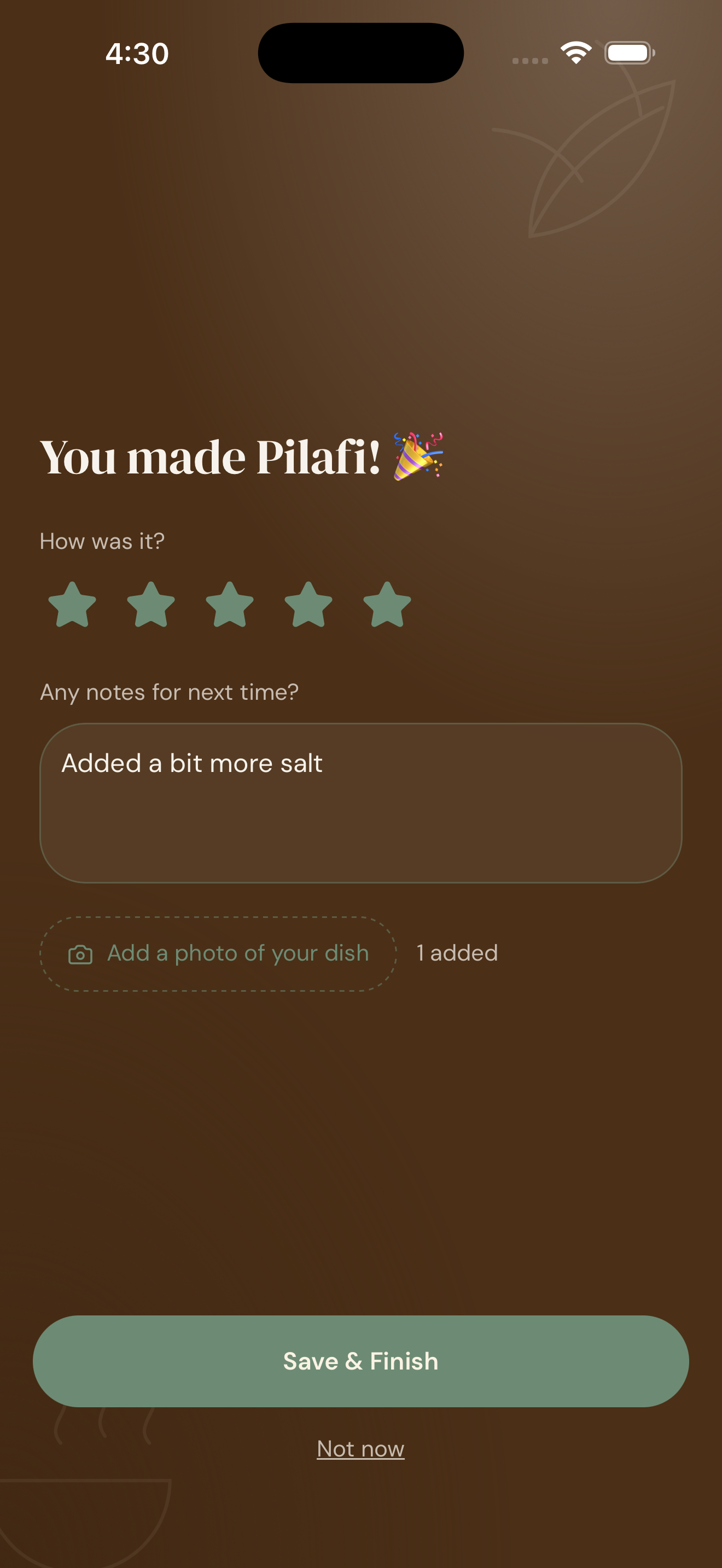 Use cooking mode